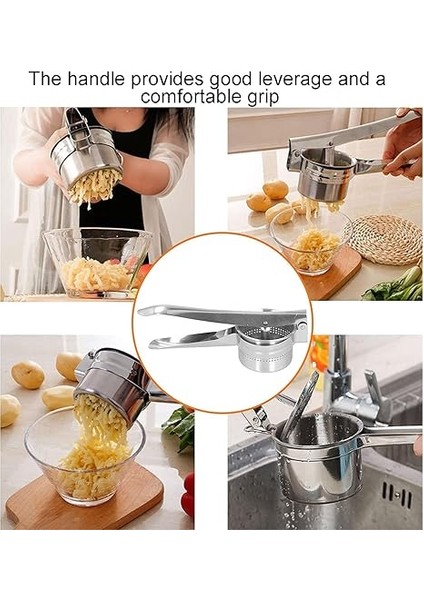 Home Paslanmaz Çelik Patates Püresi Presi, 3'ü 1 Arada Manuel Meyve ve Sebze Presi, Mutfakta Çok Yönlü Kullanım Için Patates ve Sebze Ezici indirimleri