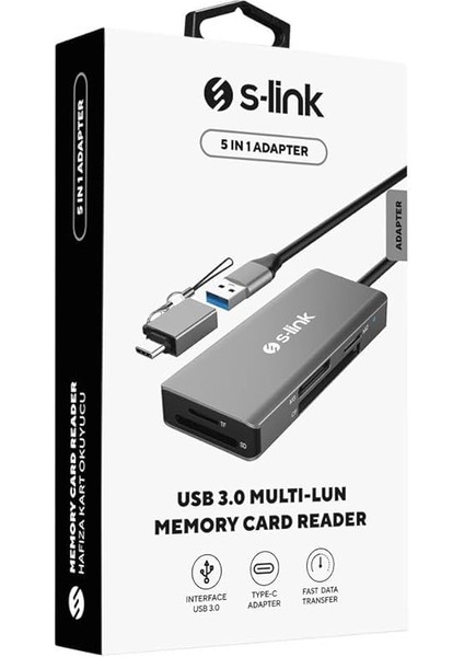 SL-CR51 Type C ve Usb3.0 To Cf/sd/m2 Ngff/micro Sd/ms 5 In 1 Metal Kart Okuyucu indirimleri