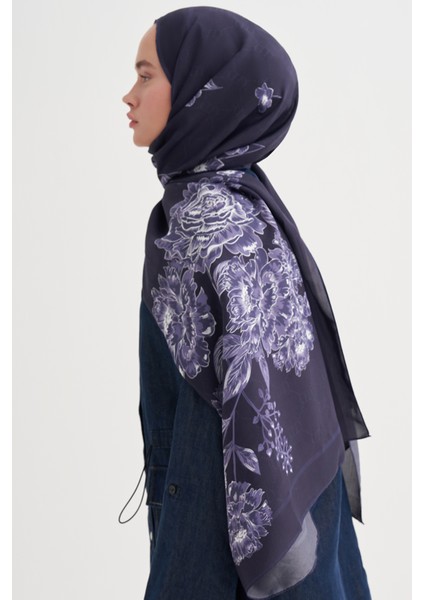 Floriva Monogram Floş Şal Koyu Mor