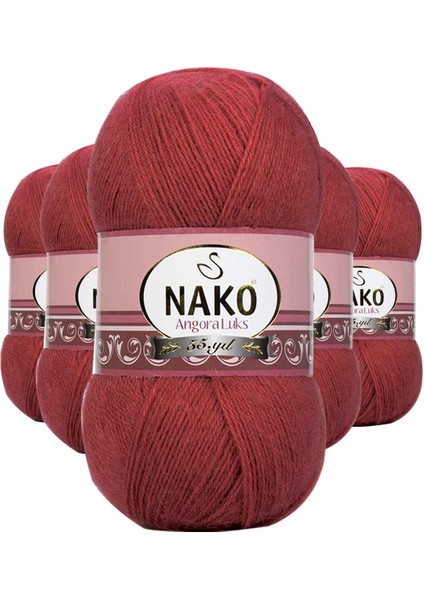 5 Adet Angora Lüks El Örgü Ipi Bordo 6679