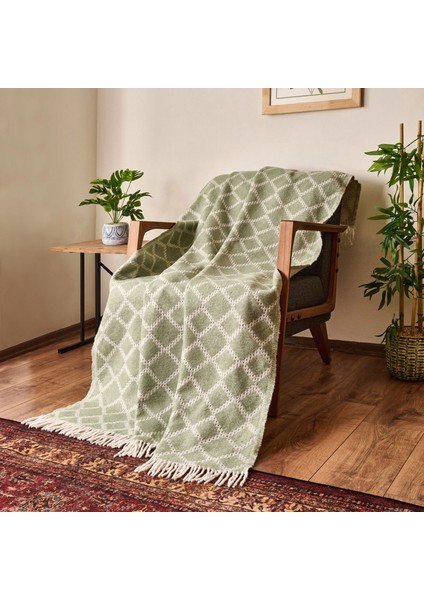 Soft Zivra Pamuklu Tv Battaniyesi - Yeşil - 130X170 cm