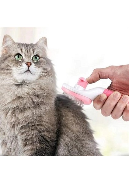 Kedi Köpek Tüy Toplayıcı Kendini Temizleyebilen Ergonomik Saplı Evcil Hayvan Tarağı Pembe fiyatları