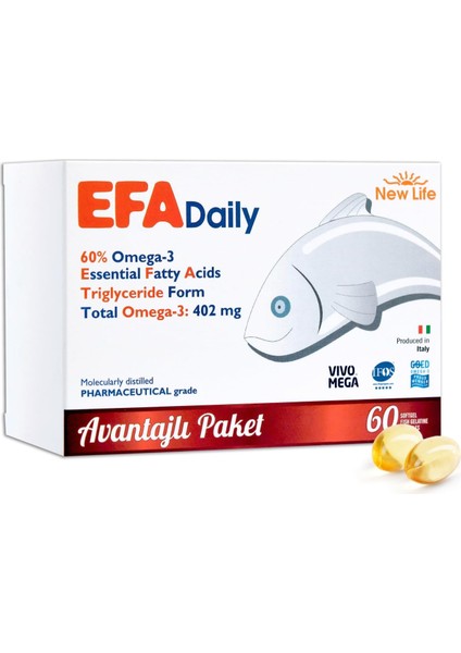 New Life Efa Daily 60 Balık Yağı Kapsülü - 402MG OMEGA3-221MG Epa - 147MG Dha fiyatları