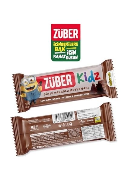 Züber Kidz Sütlü Kakaolu Meyve Bar 25GR x 16 Adet modelleri