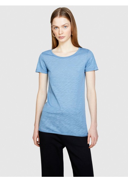 Pamuk Modal Karışımlı Normal Kalıp Bisiklet Yaka T-Shirt Kadın Renkli T-Shirt - 324P3TNHL11A2 fırsatları