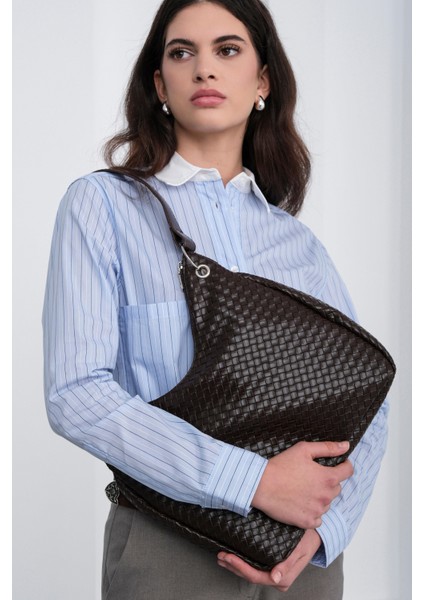 Valerie Örgülü Omuz Çantası Kahve modelleri