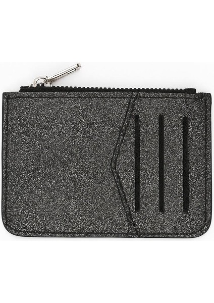 Parlak Simli Fermuar Kapamalı Cüzdan Bölümlü Şıkırtılı Kadın Kartlık