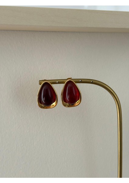 Vintage Damla Model Bordo Gold Çelik Küpe fiyatları