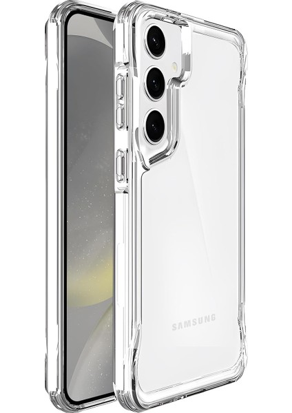 Samsung Galaxy S24 Için Crystal Armor Serisi Şok Emici Yumuşak Silikon Kenar Arkası Sert Polikarbonat Darbeye Dayanıklı Şeffaf Kılıf