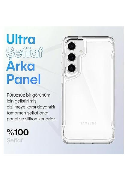 Samsung Galaxy S24 Için Crystal Armor Serisi Şok Emici Yumuşak Silikon Kenar Arkası Sert Polikarbonat Darbeye Dayanıklı Şeffaf Kılıf fırsatları