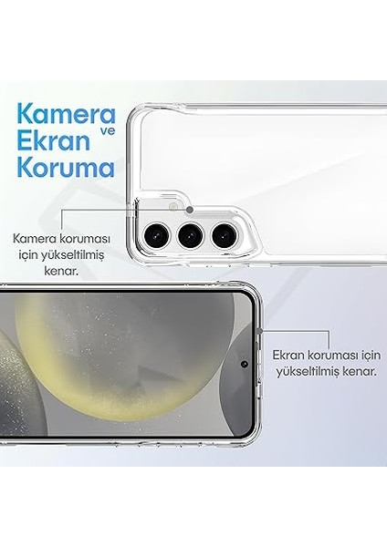 Samsung Galaxy S24 Için Crystal Armor Serisi Şok Emici Yumuşak Silikon Kenar Arkası Sert Polikarbonat Darbeye Dayanıklı Şeffaf Kılıf indirimleri