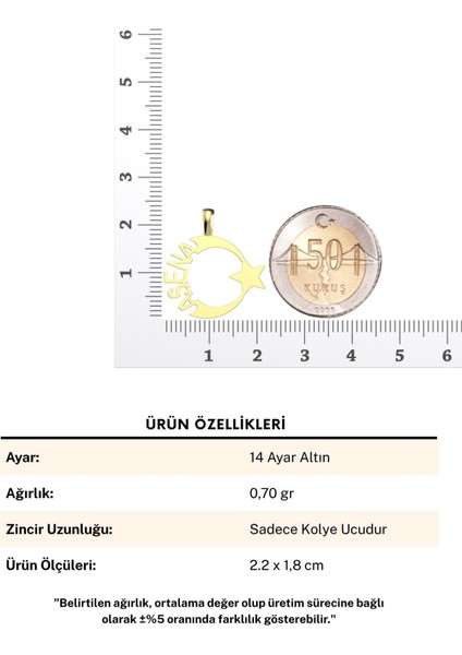 Isimli Ay Yıldız 14 Ayar Altın Kolye Ucu indirimleri