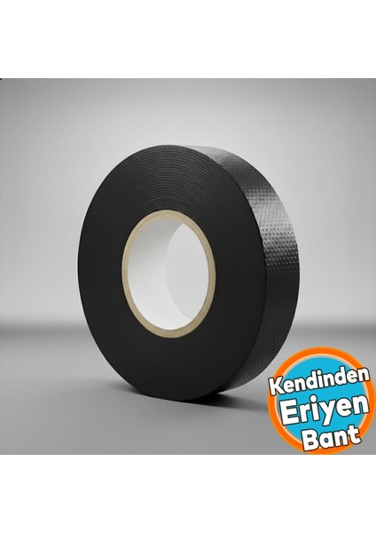 Kendinden Kaynayan Silikon Soğuk Sarma Eriyen Bant 19MM x 5m Tekli Hava Su Elektrik Izolasyonu Siyah
