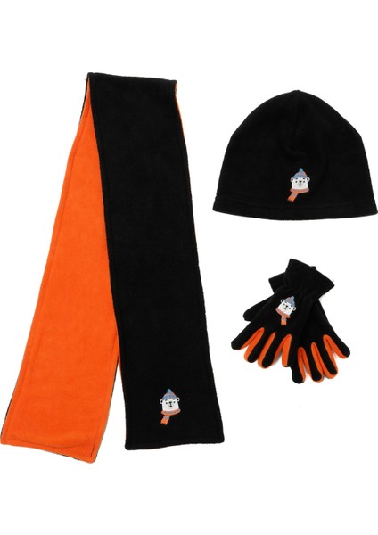 Pl Bear Set B-5pr Koyu Antrasıt Erkek Çocuk Atkı/bere/eldiven