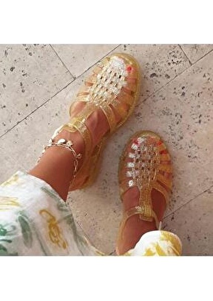 Kız Çocuk Sandalet Şeffaf Glitter Malzeme ile Kadınlar İçin Rahat Tasarım indirimleri