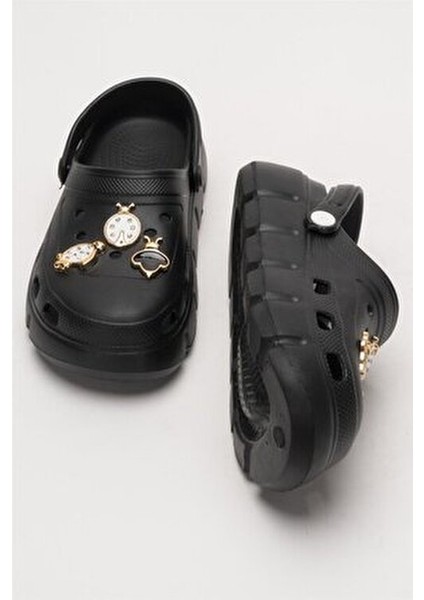 Kadın Sandalet Yüksek Tabanlı Eva Malzeme ile Konforlu Siyah Tasarım