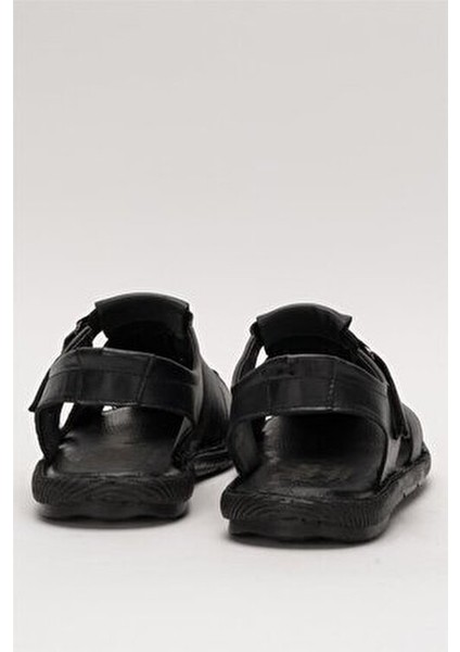 Erkek Hakiki Deri Yazlık Hafif Günlük Ayakkabı Sandalet SİYAH