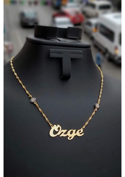 925 Ayar Gümüş 24 Ayar Altın Kaplama 2 Nazar Boncuklu Isimli Kolye