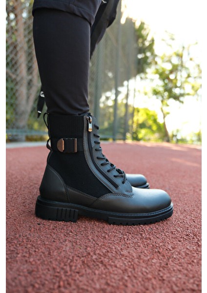 Füme Erkek Bot Ortapedik İç Taban ve Fermuarlı Kapanma ile Rahat Kullanım