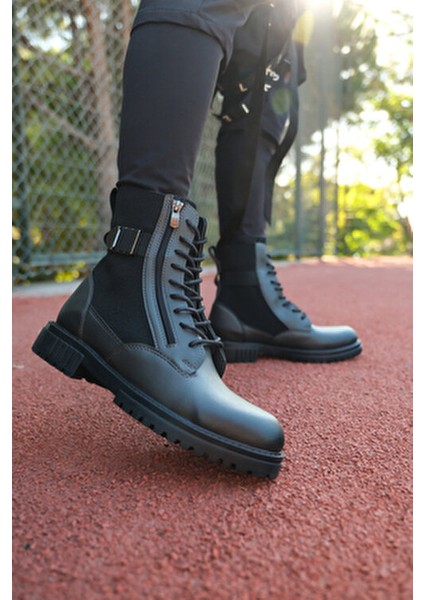 Füme Erkek Bot Ortapedik İç Taban ve Fermuarlı Kapanma ile Rahat Kullanım
