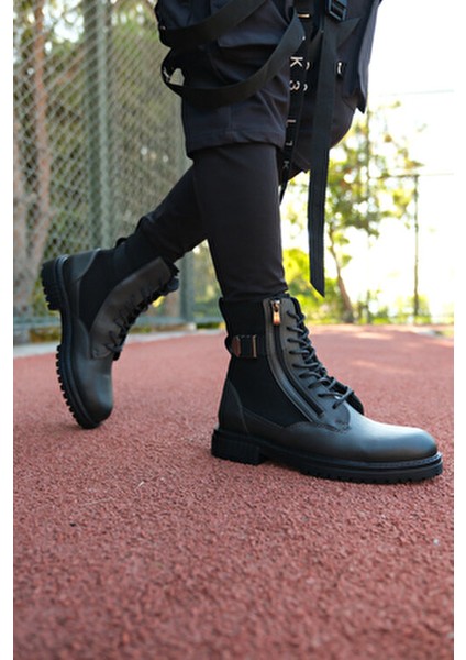 Füme Erkek Bot Ortapedik İç Taban ve Fermuarlı Kapanma ile Rahat Kullanım