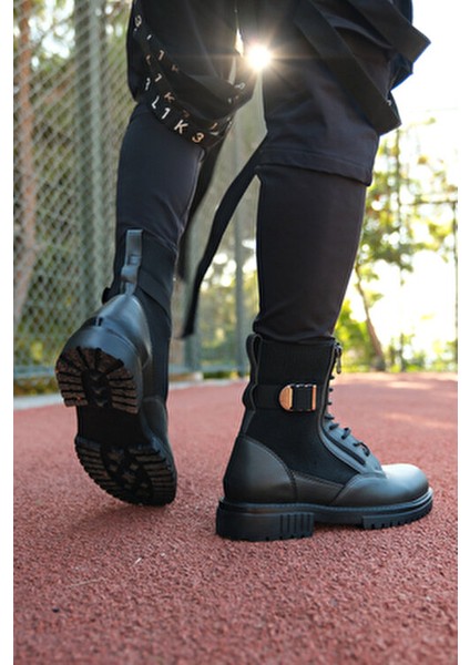 Füme Erkek Bot Ortapedik İç Taban ve Fermuarlı Kapanma ile Rahat Kullanım