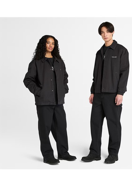 Washed Duck Canvas Insulated Coach Erkek Siyah Ceket.-