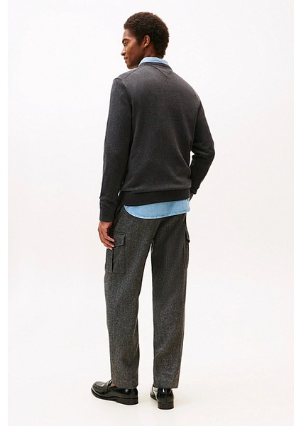 Erkek Regular Fit Bisiklet Yaka Kazak - Antrasit modelleri