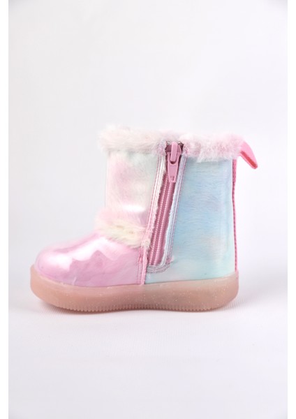 Peli Işıklı Kürklü Kız Çocuk Bot – Fermuarlı Anatomik Taban | 22-25 Numara