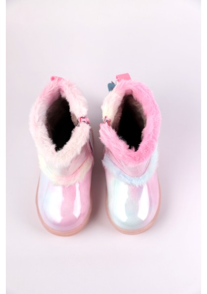 Peli Işıklı Kürklü Kız Çocuk Bot – Fermuarlı Anatomik Taban | 22-25 Numara