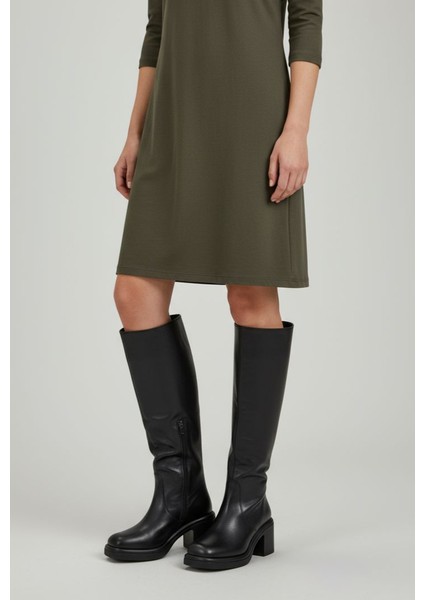 Cassido C1235 Hakiki Deri 6 cm Topuk Kadın Diz Altı Siyah Çizme indirimleri