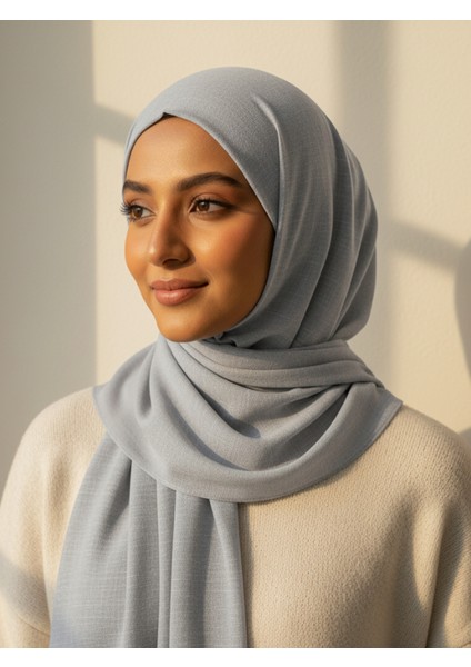 Neo Pamuk Serisi Ipeksi Yumuşak Tok Duruşlu Kaymaz Canlı Gri Şal Eşarp