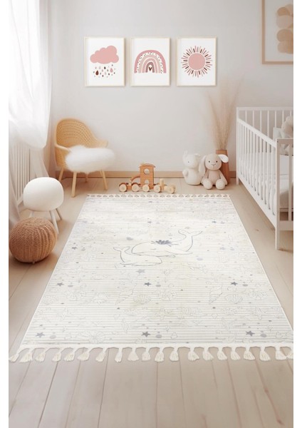 Yumurcak Kadife Dokuma Halı | Makinede Yıkanabilir | Çocuk Halı | Gri | 120 x 180 cm | Model YMC0201