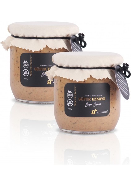 2'li Paket: Süper Ezme (2 x 400G) | Fıstık & Badem Ezmesi, Tohumlar & Doğal Balın Sağlıklı Karışımı