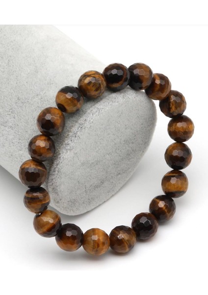 Kaplan Gözü Doğal Taş Bileklik 10 mm Fasetli Yuvarlak Kesim fiyatları