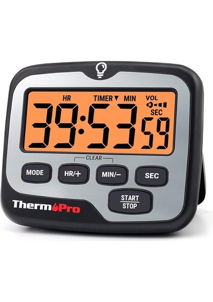 TM01 Dijital Mutfak Zamanlayıcısı, Geri Sayım ve Kronometre, Ayarlanabilir Sesli Alarm ve Geniş Arkadan Aydınlatmalı LCD Ekranlı Manyetik Zamanlayıcı Saat