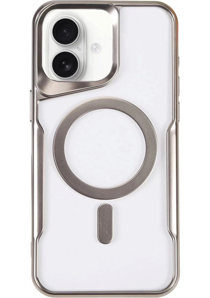iPhone 16 Plus Kılıf Boyi Magsafe Silikon Kapak - Gümüş (K95)