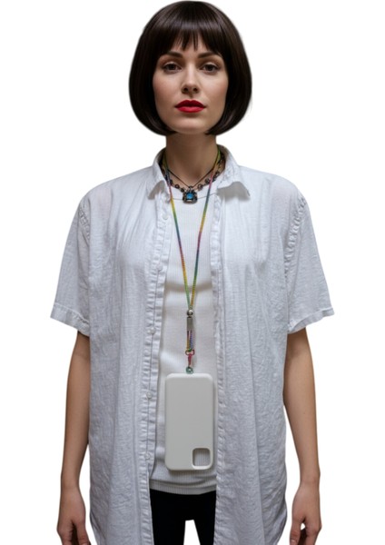 RENKLİ TAŞLI TELEFON BOYUN ASKISI TÜM KILIFLARA UYUMLU