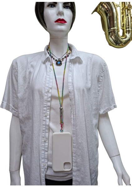 RENKLİ TAŞLI TELEFON BOYUN ASKISI TÜM KILIFLARA UYUMLU