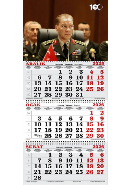 2026 Yılı Gemici Takvimi ---Komutan Atatürk