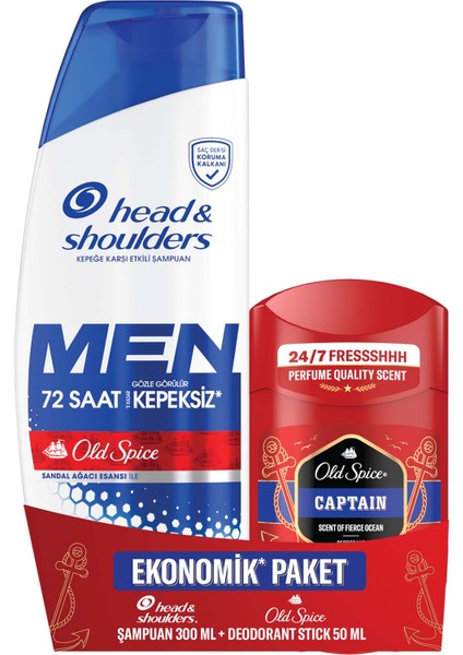 H&S Men Ultra Old Spice Kepek Karşıtı Şampuan 300 ml+OS Captain Erkek Deodorant Stick 50 ml fiyatları