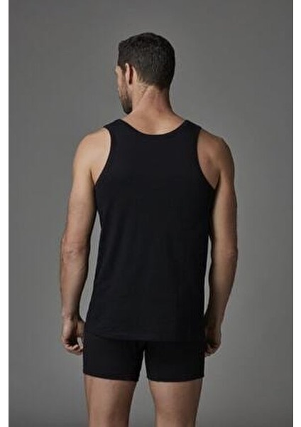 Siyah 2' li Geniş Yaka Penye Erkek Atlet fırsatları