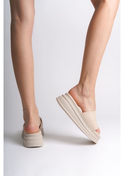 Alıce Düz Topuklu Kalın ve Ortopedik Taban Kadın Terlik Ckt - Krem fiyatları