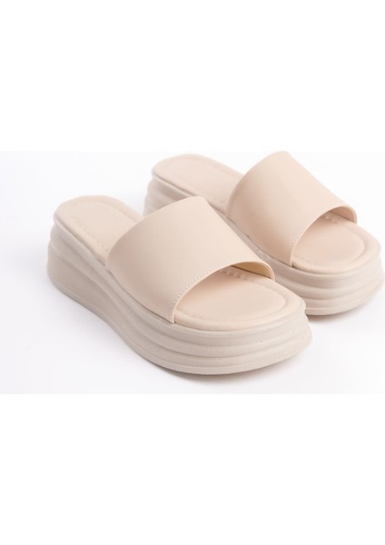 Alıce Düz Topuklu Kalın ve Ortopedik Taban Kadın Terlik Ckt - Krem modelleri