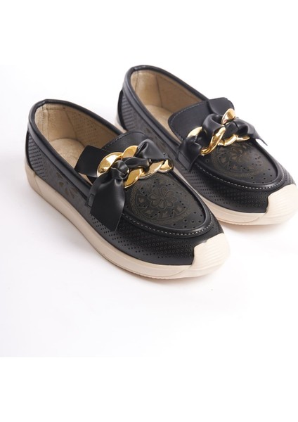 Lydıa Bağcıksız Ortopedik Rahat Taban Çiçek Desenli Kadın Babet Ayakkabı Ckt - Siyah modelleri