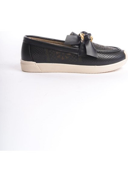 Lydıa Bağcıksız Ortopedik Rahat Taban Çiçek Desenli Kadın Babet Ayakkabı Ckt - Siyah indirimleri