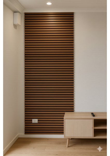 Mdf Ahşap Akustik Duvar Paneli 100 x 280 cm ( Teak )
