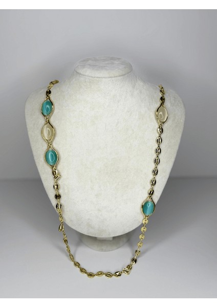 14K Renginde Mavi ve Beyaz Sedef Yansımalı Gold Kolye fiyatları