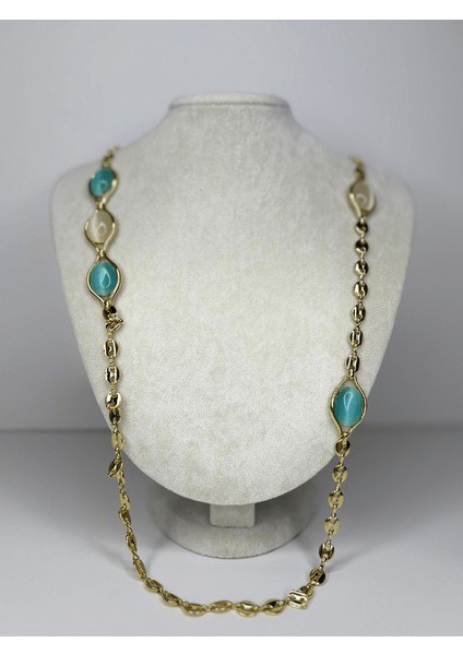 14K Renginde Mavi ve Beyaz Sedef Yansımalı Gold Kolye fırsatları