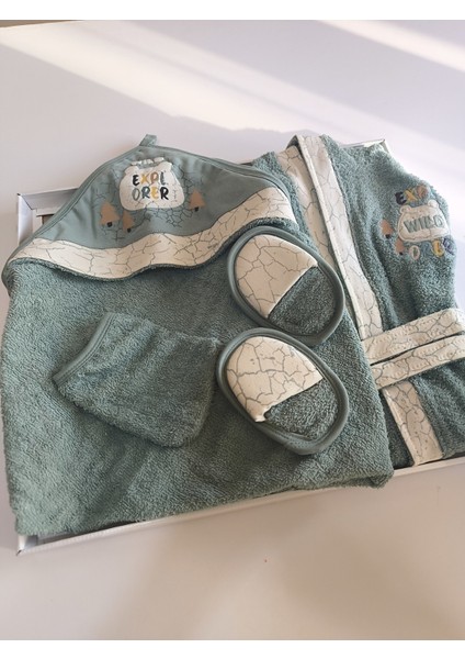 5'li Bornoz Seti 0-2 Yaş % 100 Organik Pamuk (Bornoz+Banyo Havlusu+Banyo Kesesi+Kemer+Terlik) fiyatları